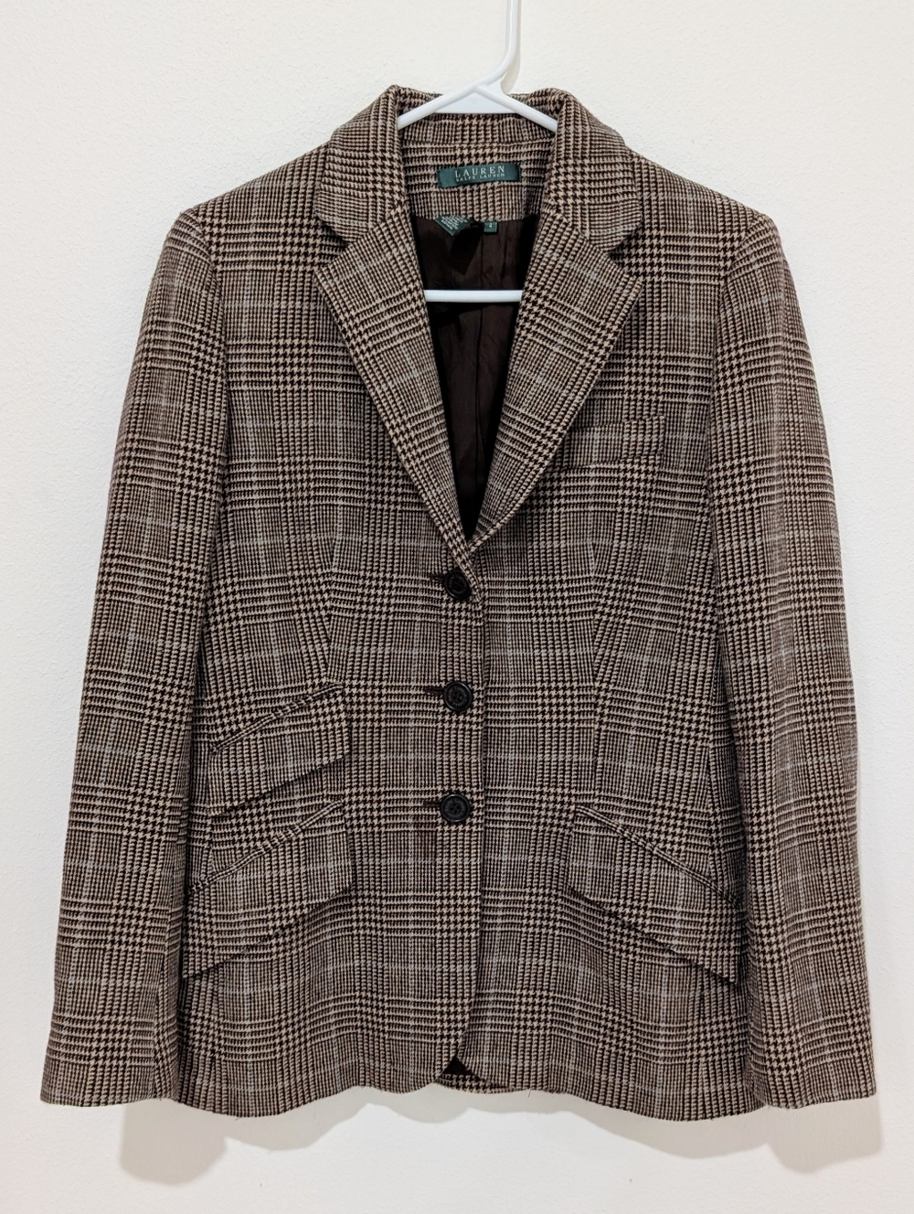 Lauren Ralph Lauren Brown Plaid Wool Blend Tweed Equestrian Blazer Suit Jacket 4